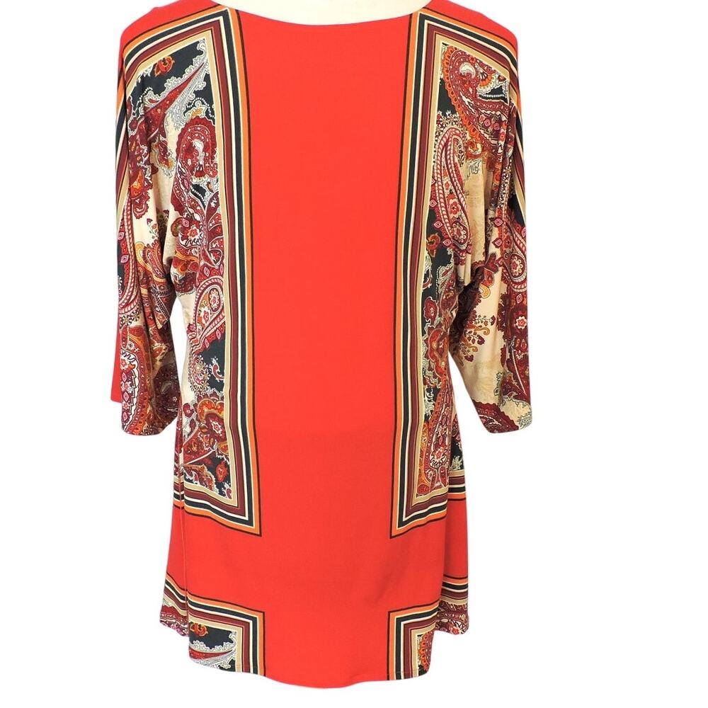 Evovorro Red Paisley Color Block Shift Dress, Size M